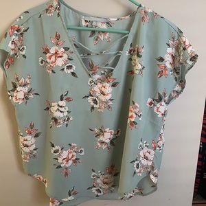Green Floral Blouse